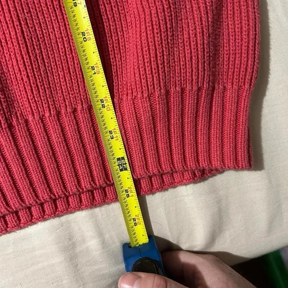 Vintage 90s Eddie Bauer Faded Red Knit Fisherman Sweater Size Medium - Picture 5 of 5